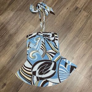 Patterned tie up halter top